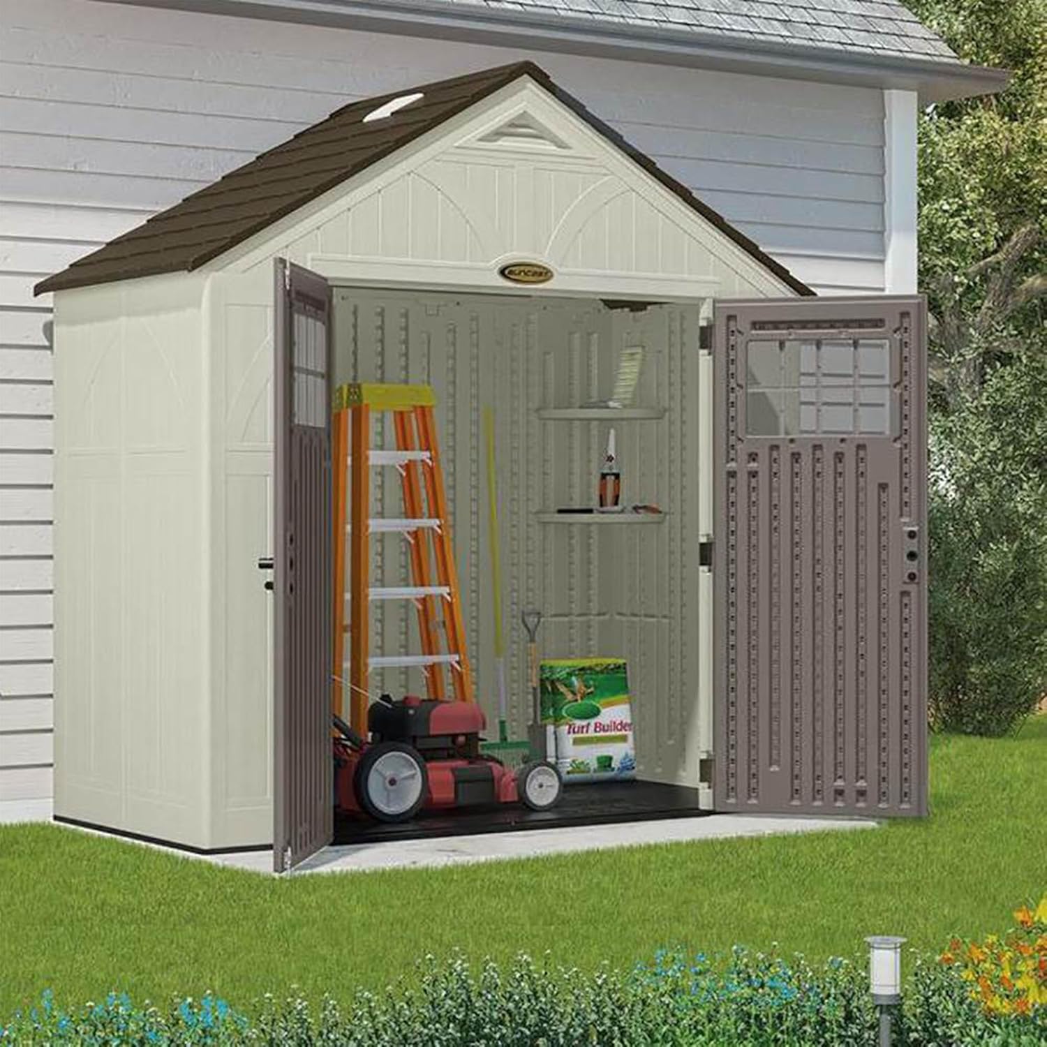 Suncast Tremont 8' x 4' Resin Outdoor Patio and Garden Backyard Storage Shed