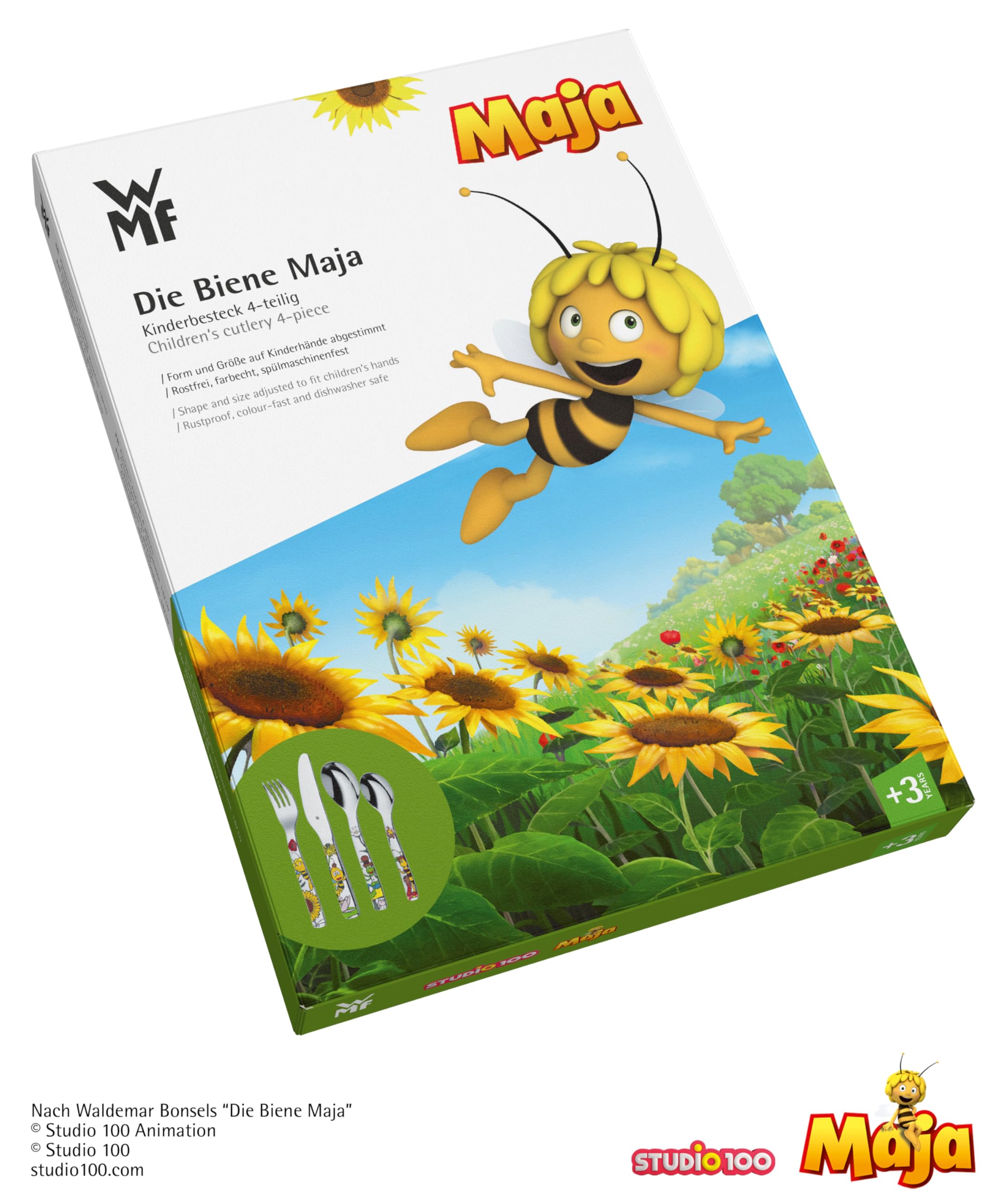 Posate per bambini WMF L'Ape Maia con incisione del nome - bellissimo set di posate per bambini - regali di battesimo personalizzati con incisione, idee regalo per bambine e bambini dai 3 anni