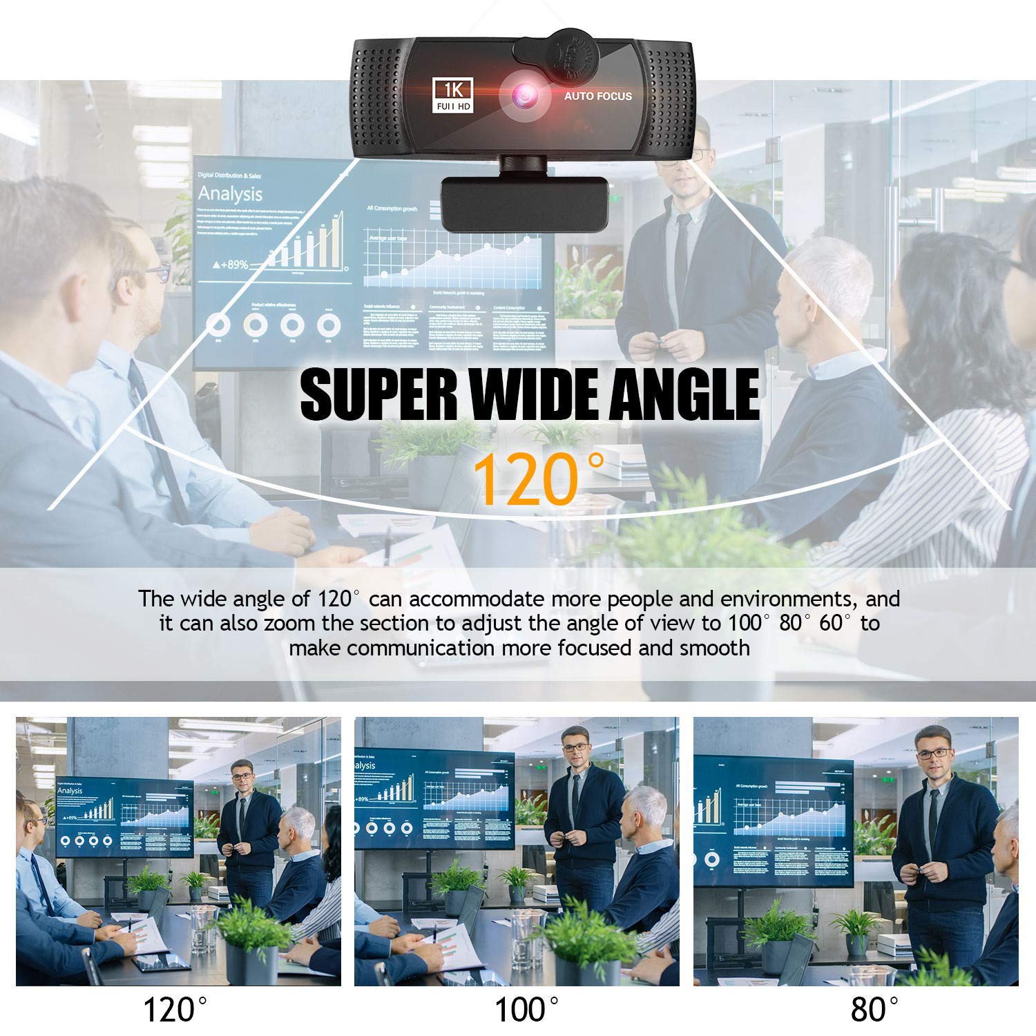 Camara Ordenador, Cámara web 4K 2K 1080P Cámara web Full HD con micrófono Enchufe USB Cámara web for PC Computadora portátil Video Mini cámara 4K ,para transmisión en vivo, videollamadas y conferencia