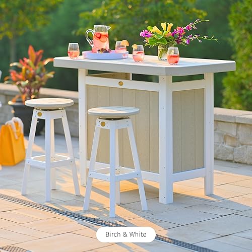 Miniatura 7 de LuxCraft Mesa de bar de poliéster para exteriores, fabricada con plásticos reciclados, fabricada en Estados Unidos (caoba antigua y negro)