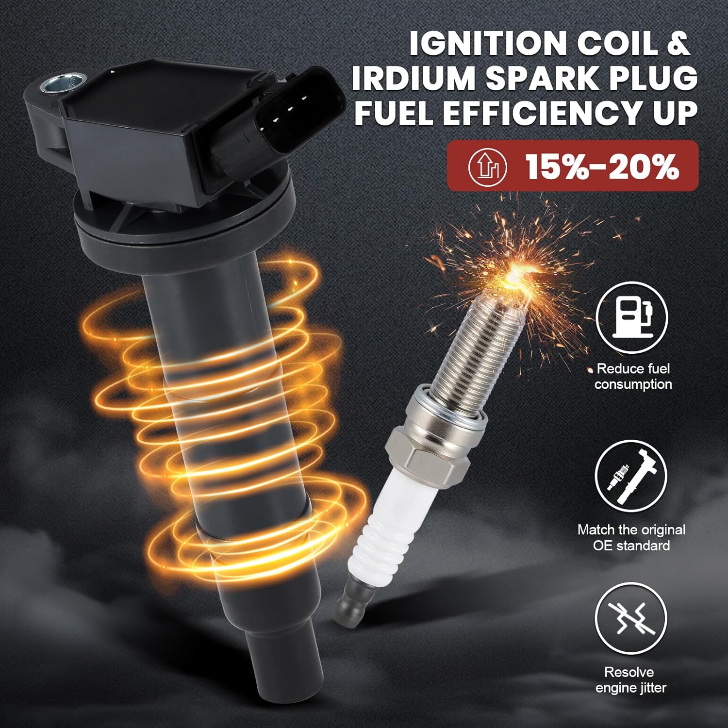 UF333 Ignition Coil Pack & Iridium Spark Plugs Compatible with Toyota Camry Corolla Highlander Matrix RAV4 Solara Lexus HS250h Scion XB TC 2.4L L4 2001-2015 UF333 Coil Pack Sets of 4