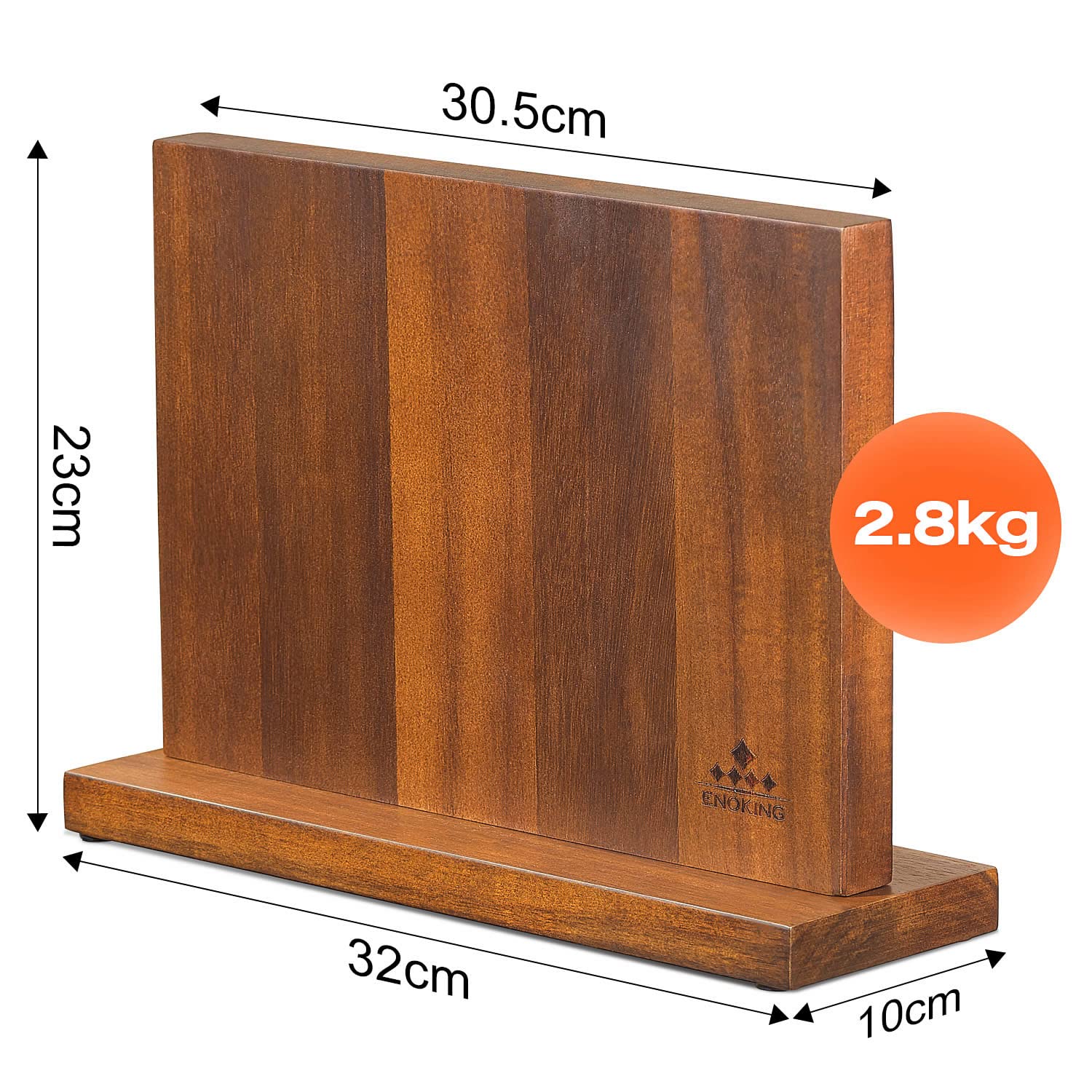 ENOKING Houten universeel messenblok, messenblok zonder messen, Acacia-houten messenhouder opbergstandaard met verwijderbare plastic borstelharen voor keukenaanrechtmes opbergrek (1-laag