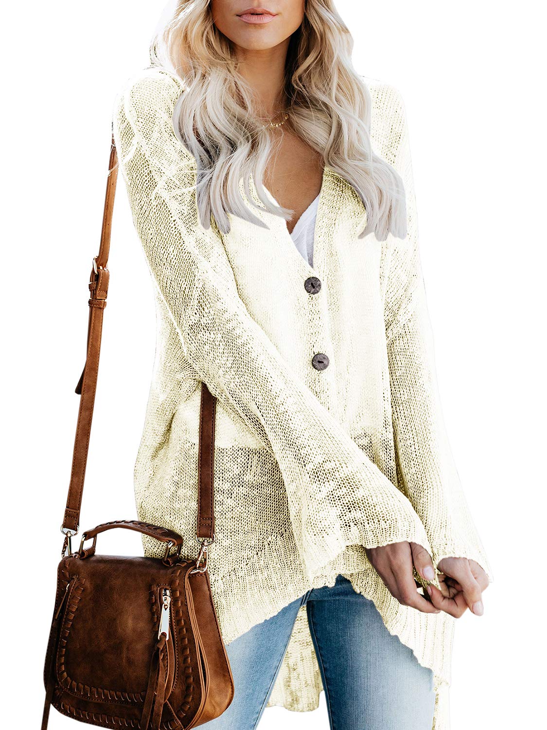 Yacooh Womens Boho Kimono Cardigans Beach Cover Up Lightweight Summer Crochet Top Sheer Long Sleeve V Neck Loose Sweaters