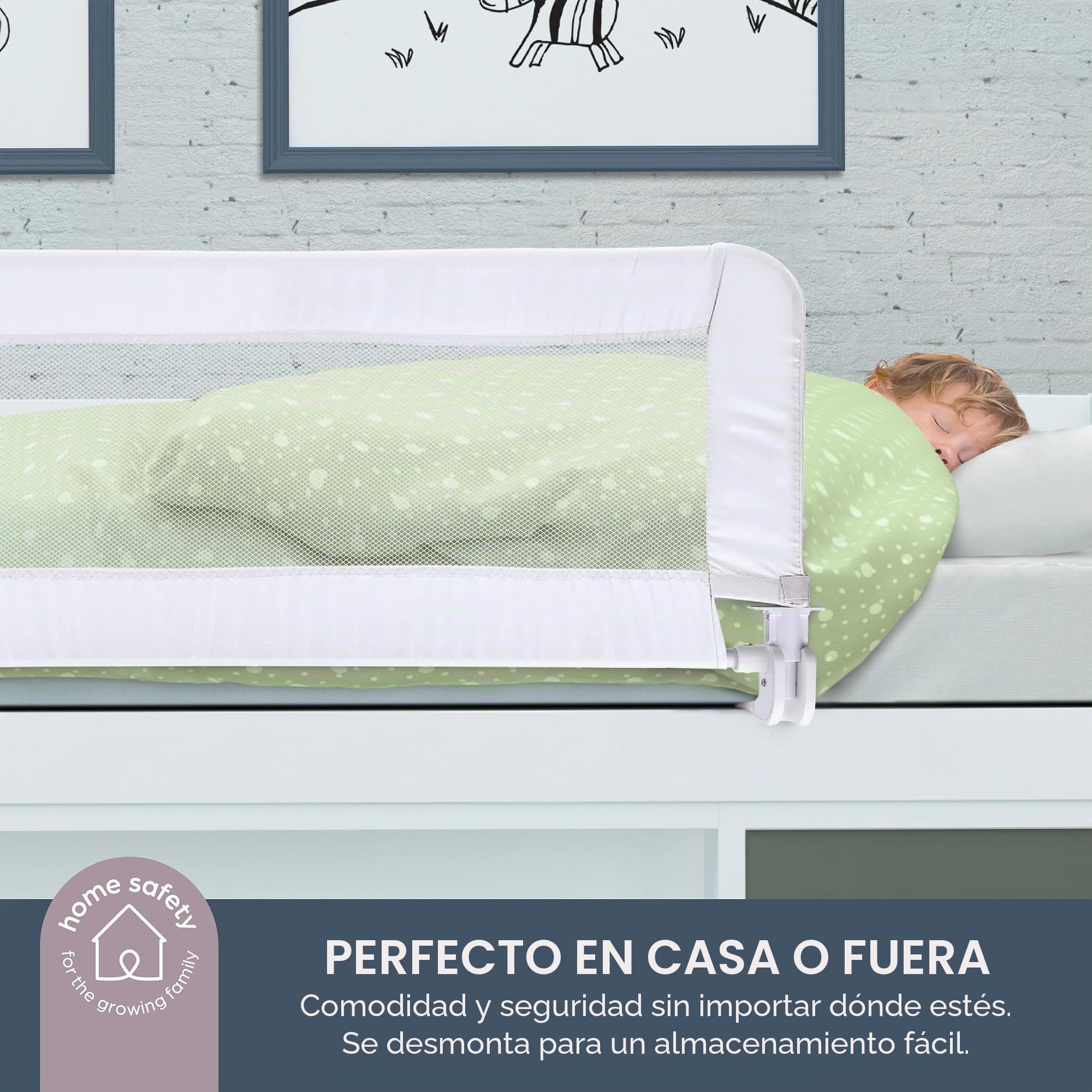 Dreambaby Phoenix F719 - Barrera de Seguridad Plegable y portátil para Cama Infantil, Adecuada para Bases de Cama Planas de hasta colchones de tamaño King, Mide 110 cm de Ancho x 45,5 cm de Alto,