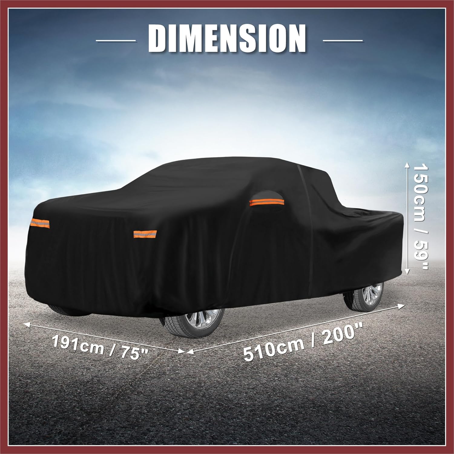 Truck Car Cover for Hyundai Santa Cruz 210D-PU Oxford Outdoor Full Truck Car Cover All Weather Waterproof Sun Protection with Driver Door Zipper Black Replace Parts