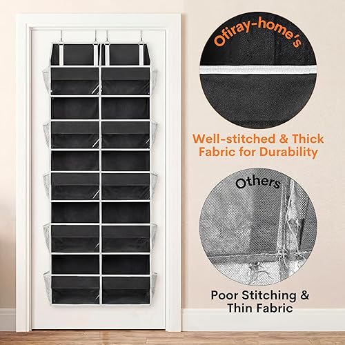 Miniatura 7 de Organizador sobre la puerta de 5 niveles, almacenamiento extra grande detrás de la puerta de 10 compartimentos, organizador de almacenamiento
