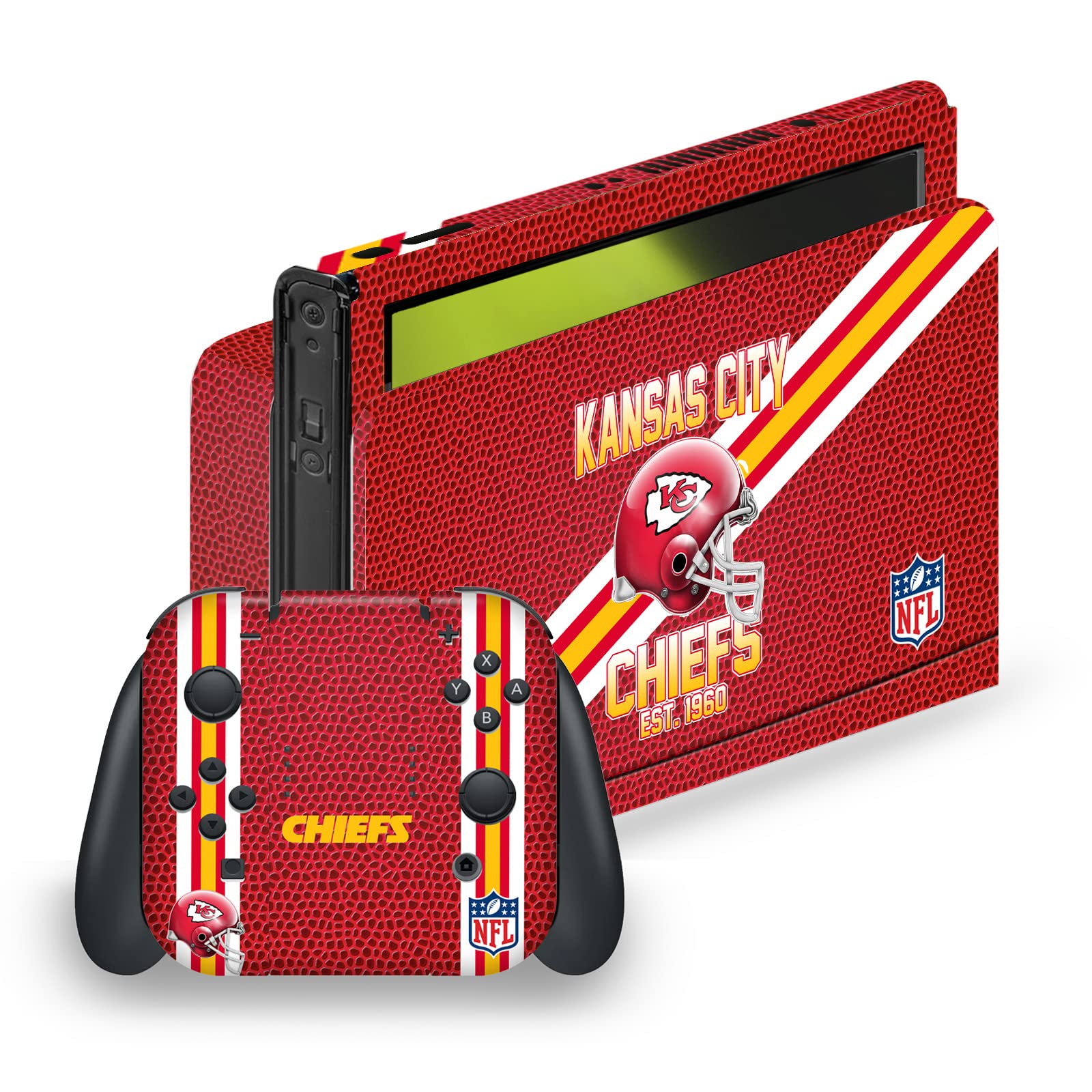 Head Case Designs sous Licence Officielle NFL Kansas City Chiefs Team 1 Vinyle Autocollant De Jeu Peau Autocollant Couverture Compatible avec Nintendo Switch OLED Bundle