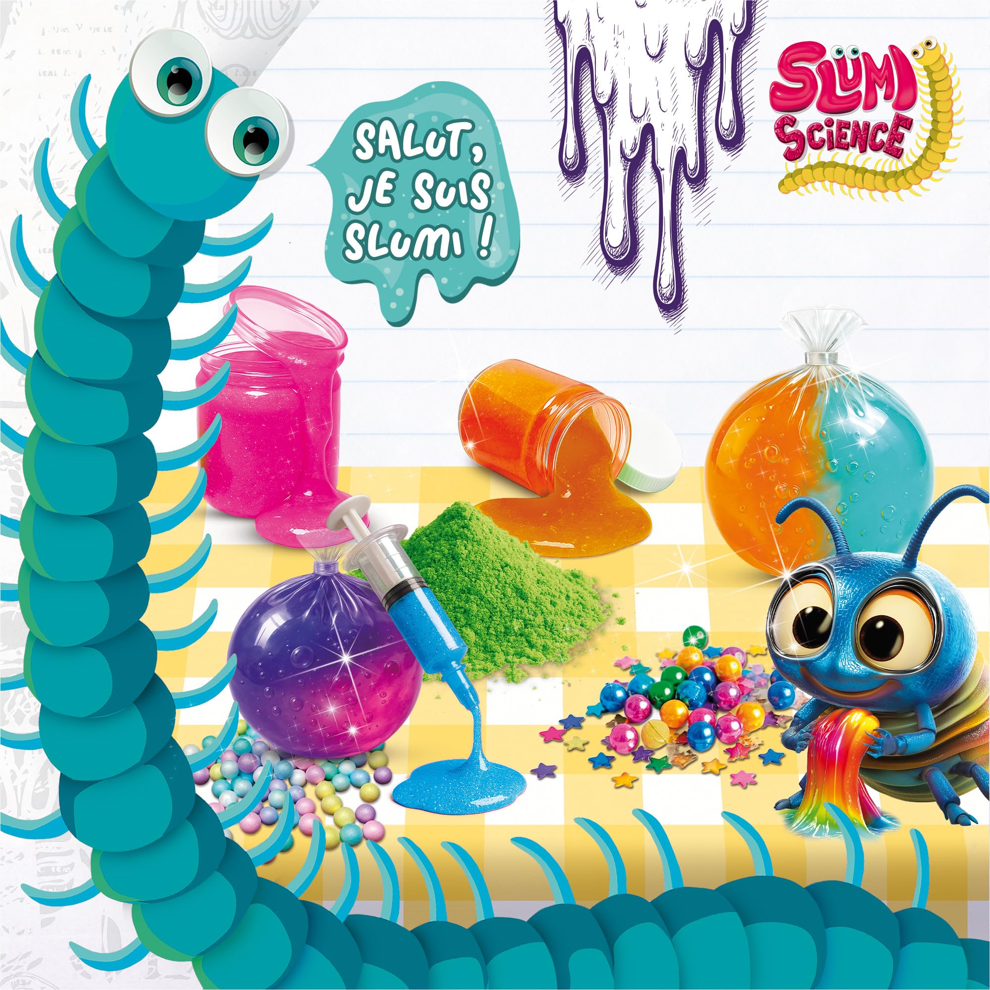 Lisciani Slumi Science Squish Balls – Kit de creación de Bolas Slime Infantil a Partir de 7 años – Actividad DIY Slime Personalizado – Bolas Squishy antiestrés para llenar – Decoración con Perlas de