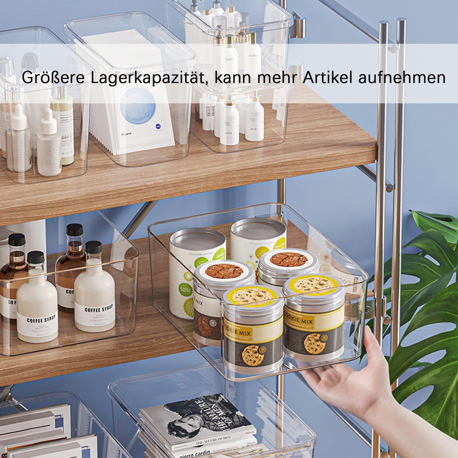 Transparente Aufbewahrungsboxen mit Deckel, 5er-Set. Aufbewahrungskörbe für Schränke, geeignet für Kleidung, Handtücher und Kosmetika. Küchenaufbewahrungsbehälter, Lebensmittelbehälter (3L + 2S).