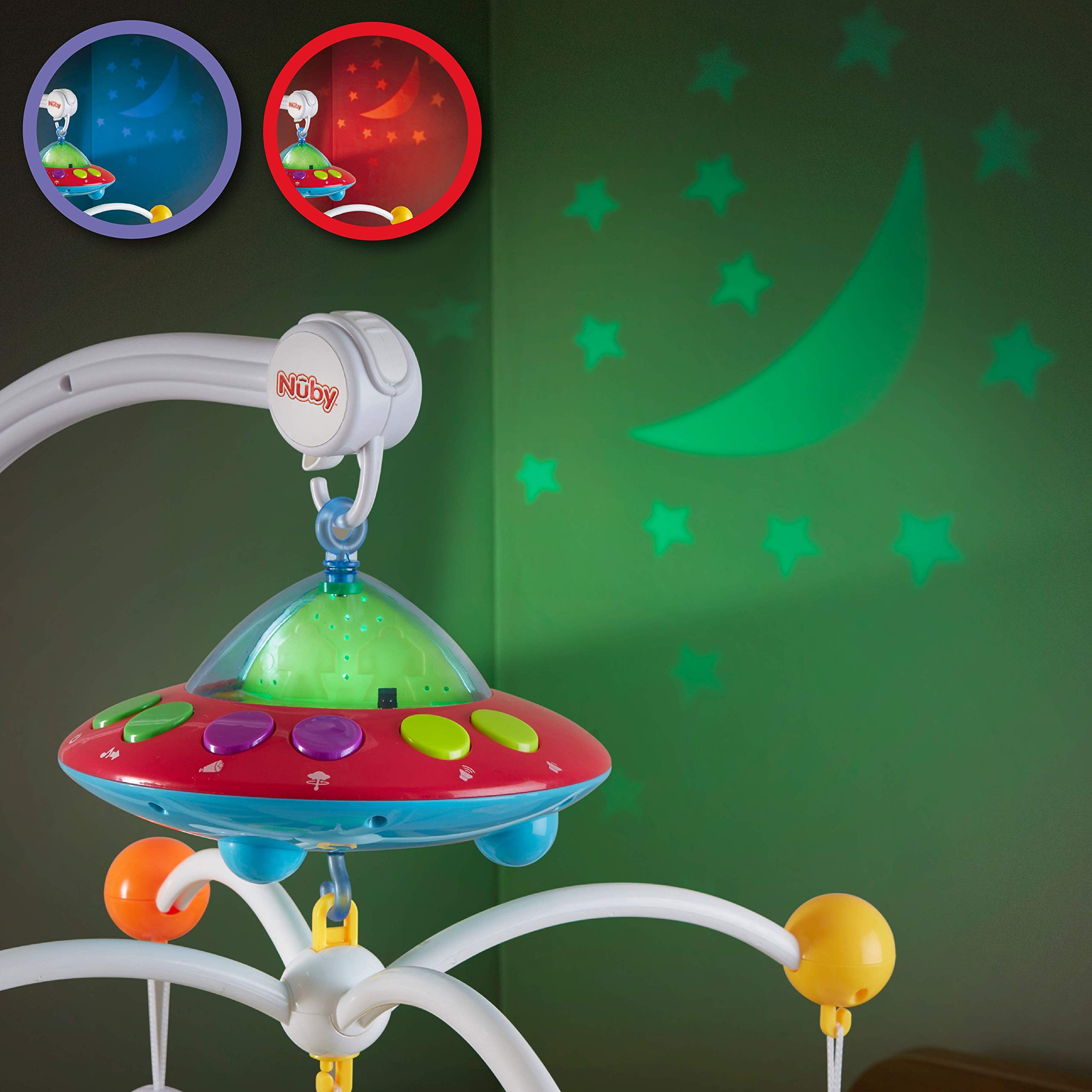 Nuby Musical Cot Mobile with Colour Changing Wall/Ceiling Starlight