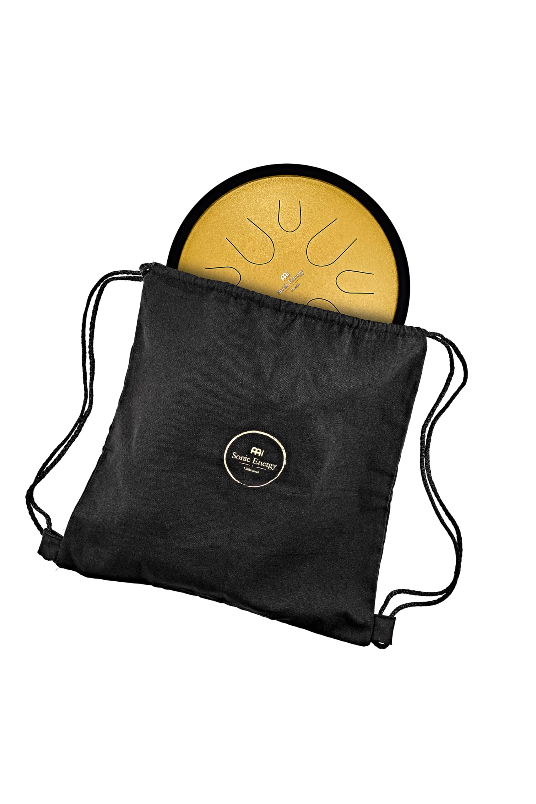 Sonic Energy Compact Steel Tongue Drum, D-Moll, Gold (CSTD3G) | 8 Töne, 432 Hz, Durchmesser 10 Zoll, 28,8 x 28,8 x 12 cm, Gold, Inkl. Beutel und 2 Schlägel, Edelstahl