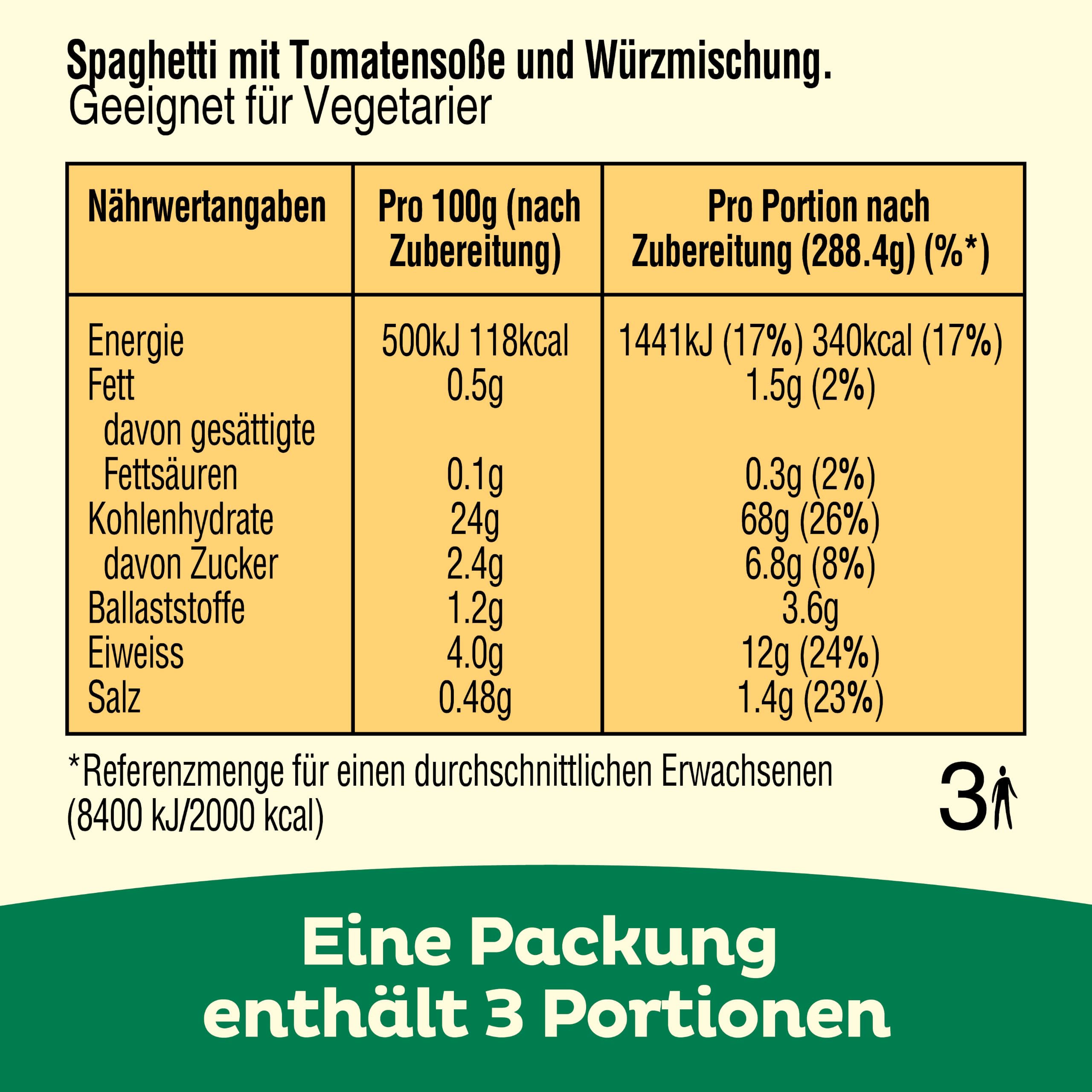 MIRACOLI™ 3 Portionen Spaghetti Klassiker 20x376,2g | 20 Packungen, Spaghetti mit Tomatensauce, Original Würzmischung, 3 Portionen pro Packung