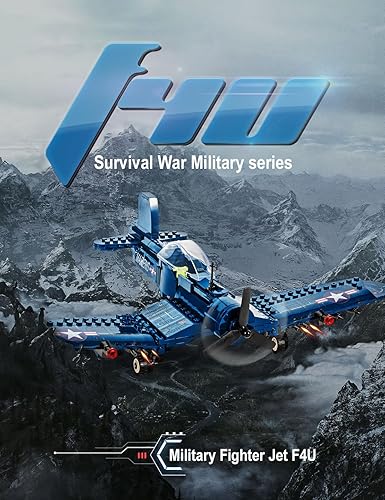 Miniatura 2 de SEMKY Military Fighter Jet F4U WW2 Juego de bloques de construcción de la fuerza aérea Jet Corsair (440 piezas) - Juguetes de construcción y