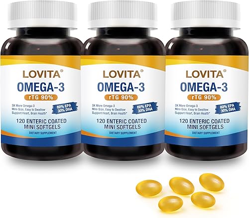 Mini aceite de pescado de 1000 mg por porción, 90% aceite de pescado Omega 3 súper altamente concentrado, sin erupciones para un corazón, cerebro y