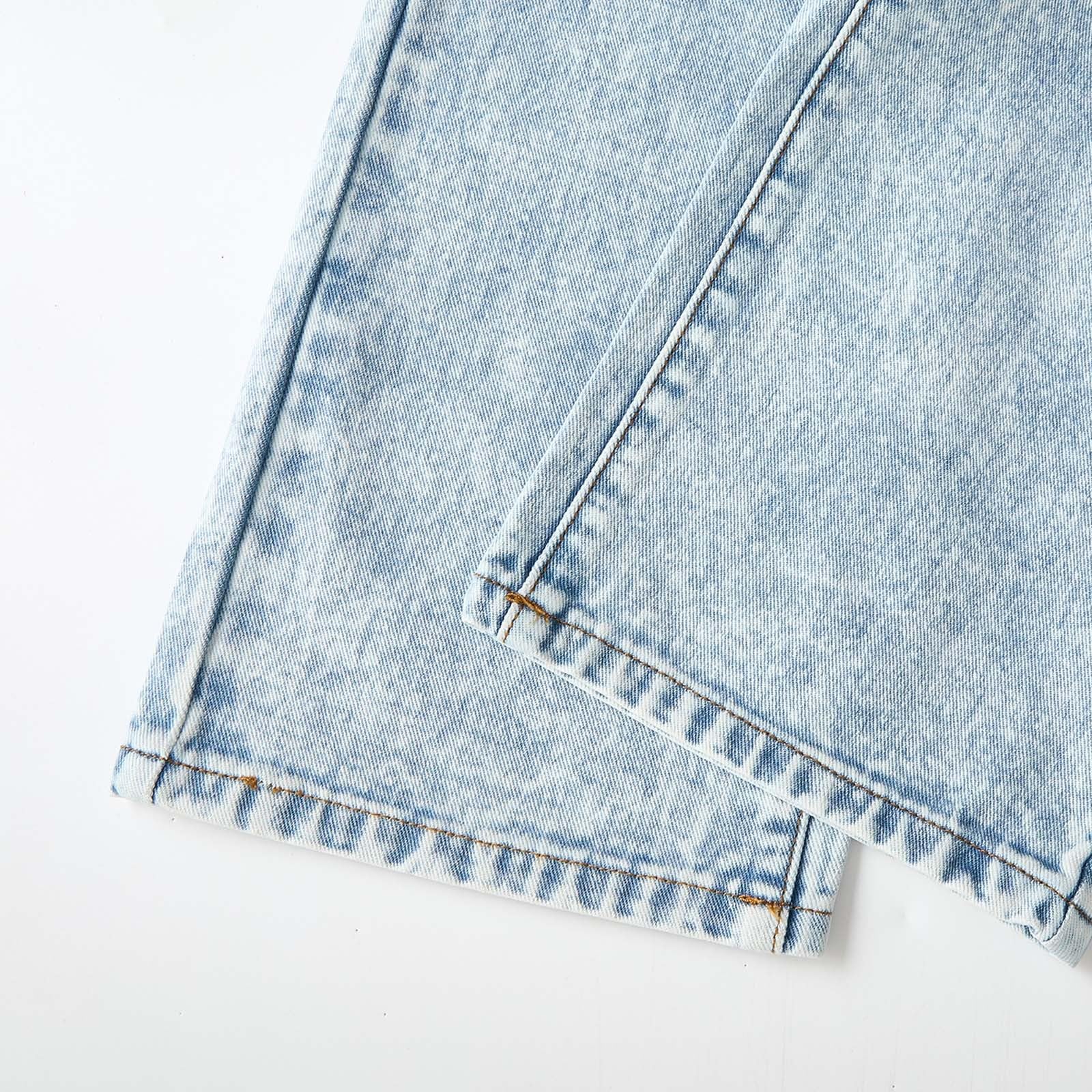 Girl Jeans Weites Bein Jeanshose Kinder Teenager Kinder High Waist Weite Bein Trend Jeanhosen Hose Muster mit Taschen Outdoorhose Jahreszeitliche Jeans für Schüler Schul Outfits