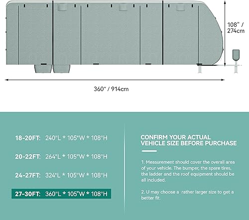 Miniatura 7 de YITAHOME Cubierta de remolque de viaje de 24 a 27 pies, súper gruesa, impermeable, resistente al viento, anti-UV, antidesgarros, cubierta de cámper,