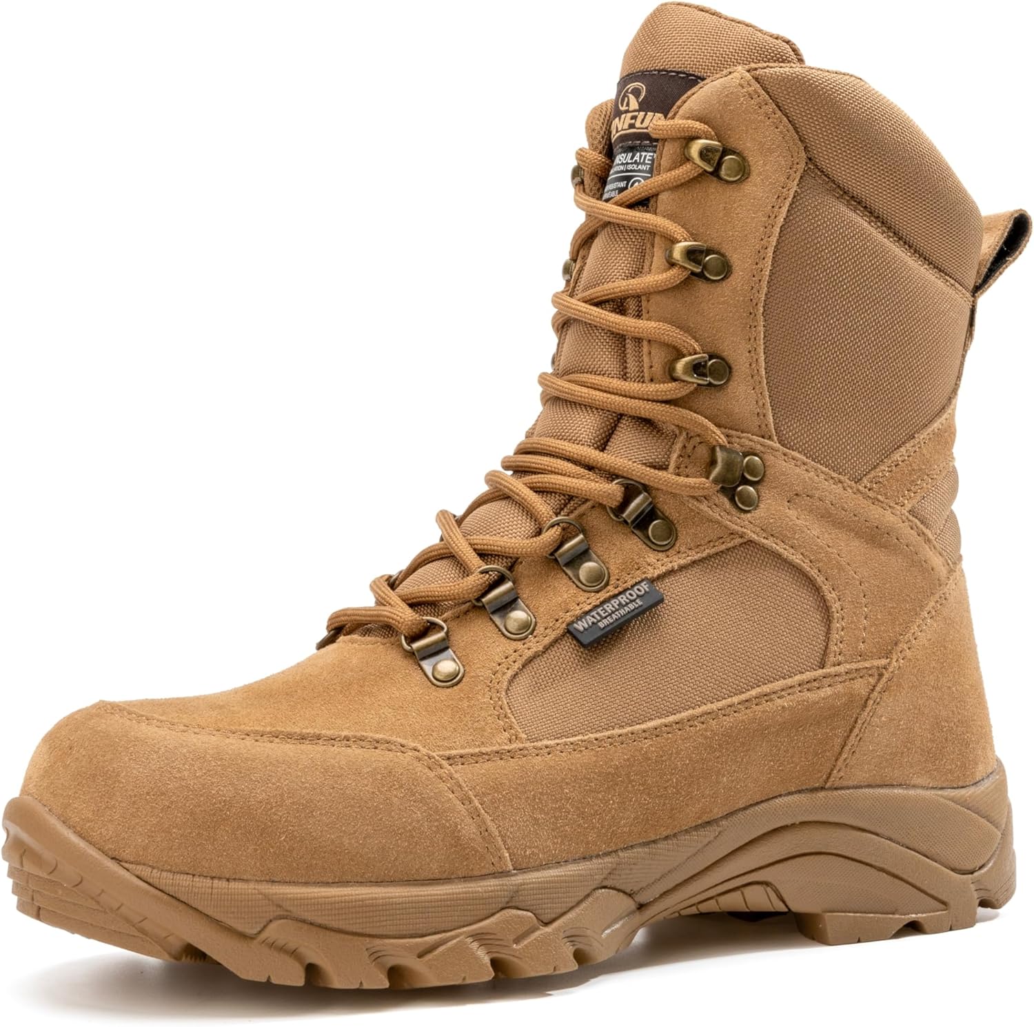 Men's Waterproof Military Tactical Work Boots with Steel Shank, 8" Insulated Leather Hunting Boot