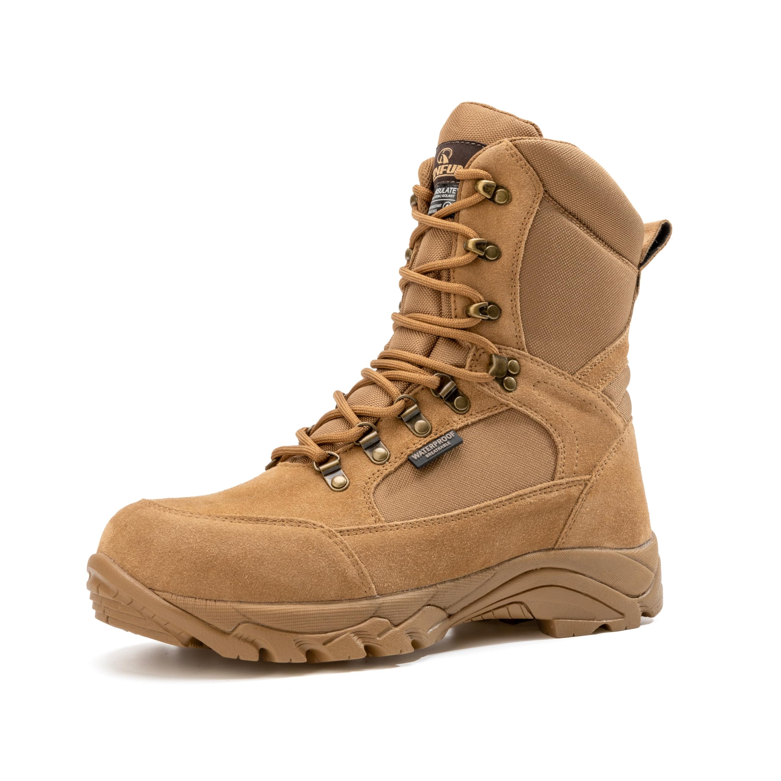 Men's Waterproof Military Tactical Work Boots with Steel Shank