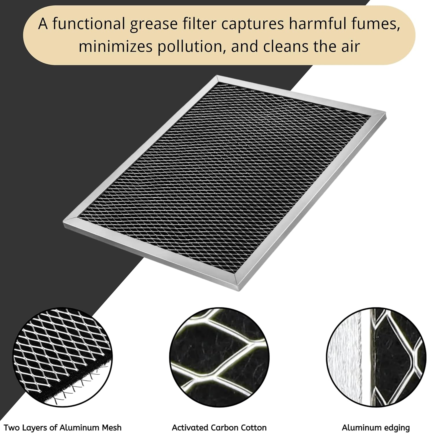 Nispira Replacement Range Hood Grease Filter with Charcoal Compatible with Broan 97007696, S97007696, 6105C, 1172266, 41F. A set of 8 Filters