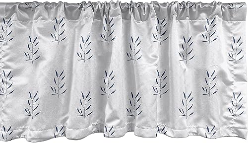 Ambesonne Northwoods Window Valance, Simple Pattern with Meadow Herbs and Seasonings Country Life Inspired, Curtain Valance for Kitchen Bedroom