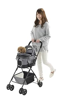 美品 Richell 犬用ペットカート ミニモ キャリー　リッチェル グレー たのめーる】リッチェル ペットカート ミニモ グレー 1台の通販