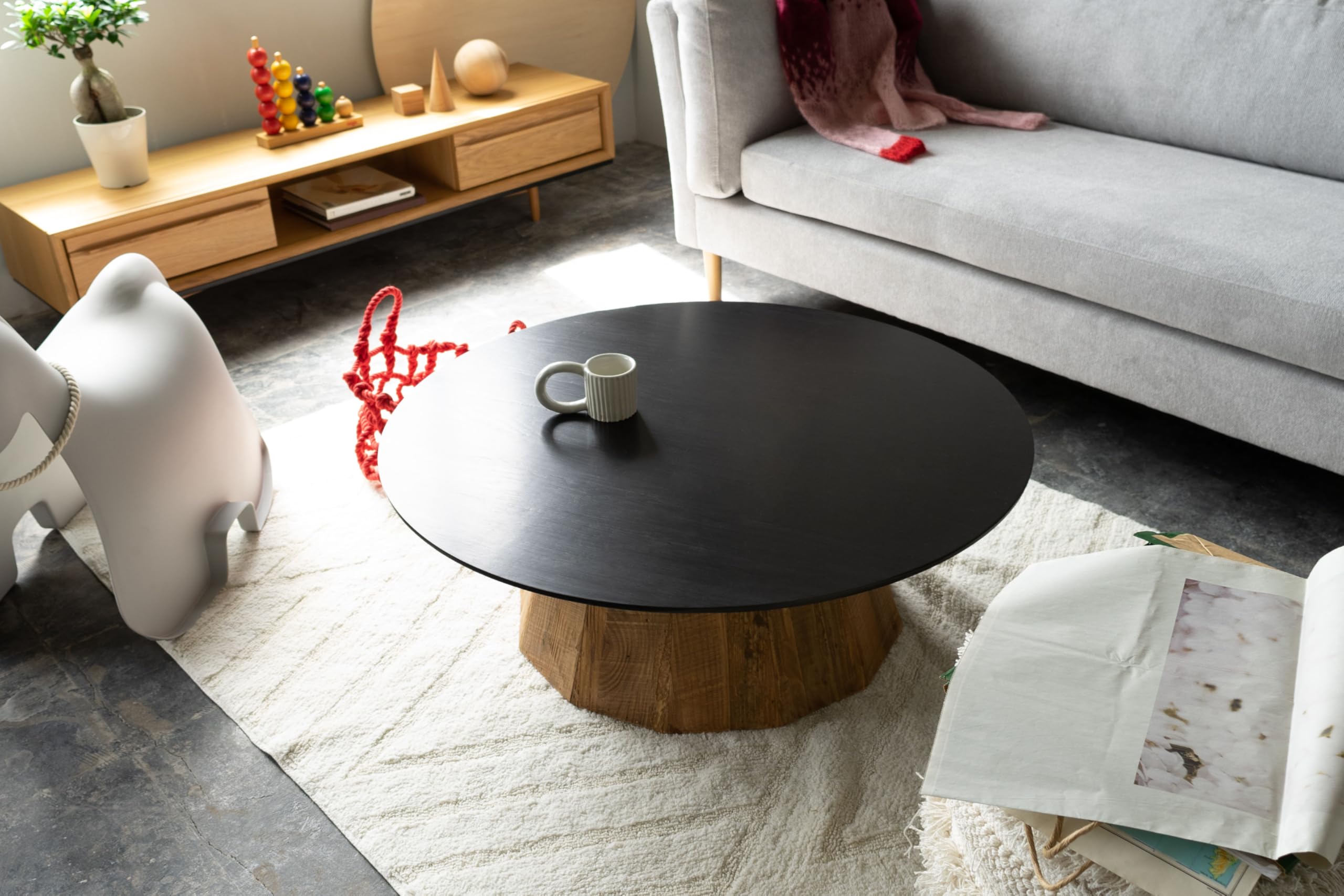 テーブル① Amazon｜東谷 ラウンドテーブルL ブラック WE-882｜ダイニング