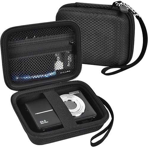 ANKHOH Hard Case for Kodak Pixpro, for Camkory 48MP FHD-Digital Camera Case & Small Camera Bag for Vjianger, for Lecran, for Polaroid for Sony for Canon-Shockproof Travel Pouch Mesh Pocket(Black)