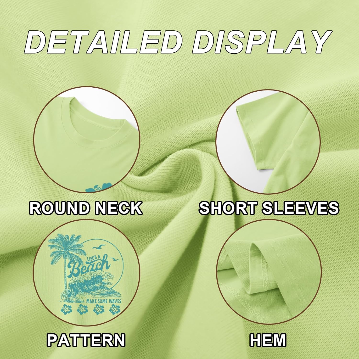 KEEVICI Hawaiian Beach T Shirts for Women Hibiscus Flower Palm Tree Shirt Tropical Graphic Tees Summer Beachy Vacation Tops - Image 7