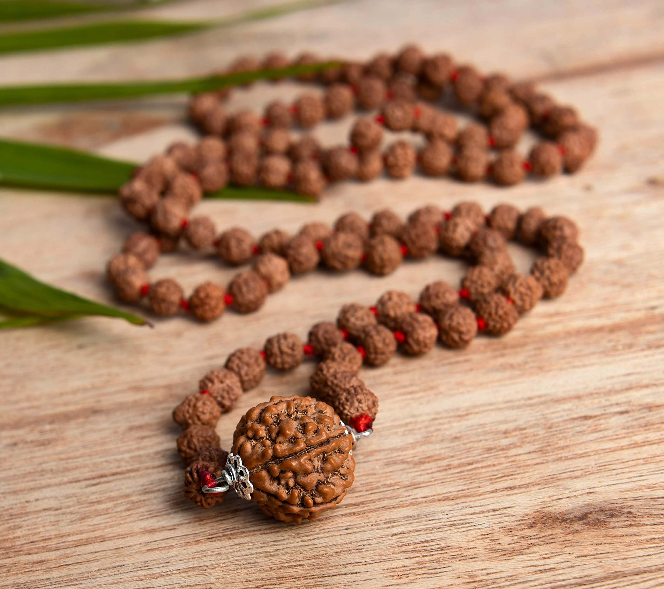 Wonder Care - oryginalny nepalski koralik Rudraksha, naturalny koralik Rudra, religijny różaniec z koralikami, Drewno