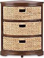 Vista 4 de Hampton Meadows - Armario de almacenamiento de mesa esquinera de 3 niveles en X con 3 cestas de mimbre, nogal