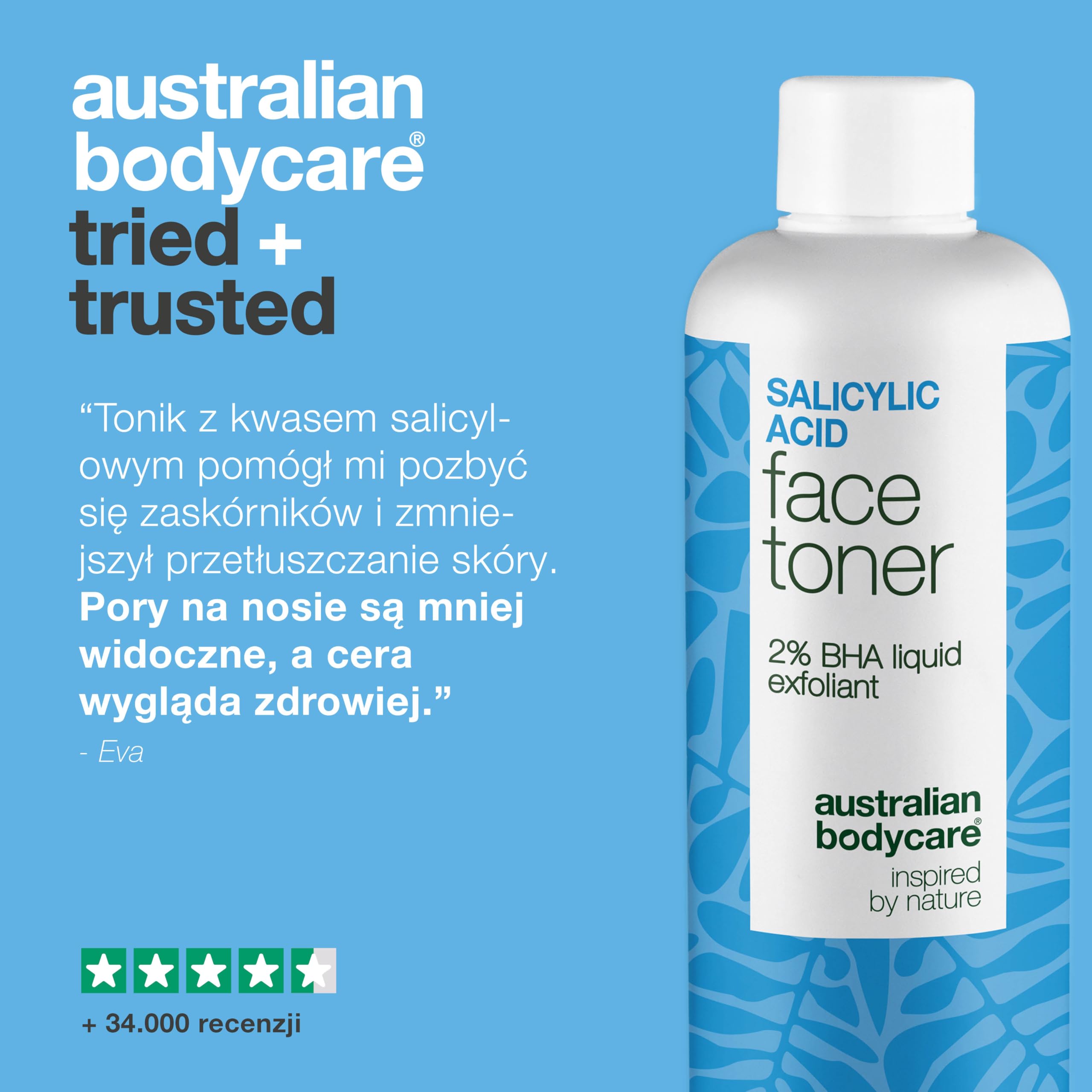 Tonik z kwasem salicylowym na trądzik, zaskórniki i rozszerzone pory – 2% kwas salicylowy od Australian Bodycare