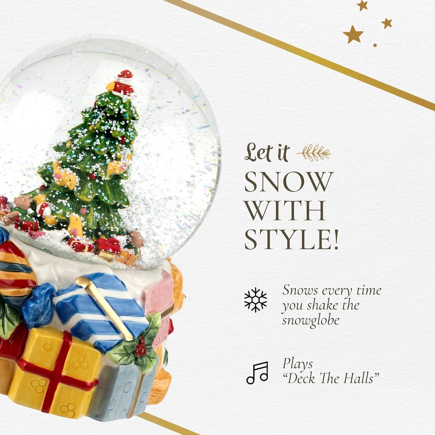 Spode Christmas Tree 250th Anniversary Winter Wonderland Snow Globe, Plays Soothing Music - Durable Earthenware, Personalized Collectible Holiday Gift - Great for Christmas, Weddings, Home Décor