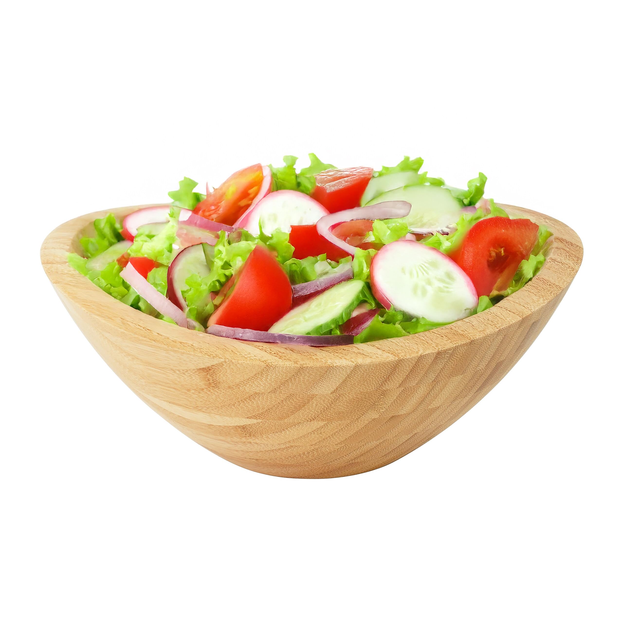 Saladier Relaxdays, Bambou, Ovale, H x l x P : 12 x 29 x 27,5 cm, pour salades, Snacks, Fruits, Naturel