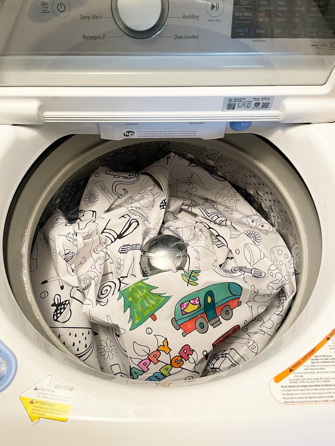 Fabric Reusable Coloring Tablecloth - Washable Coloring Mat for Kids and Adults, Giant Coloring Poster with Bleed-Resistant Lining, Sewn Edges, and Fun Designs (Birthday, 48"x60") - Image 8