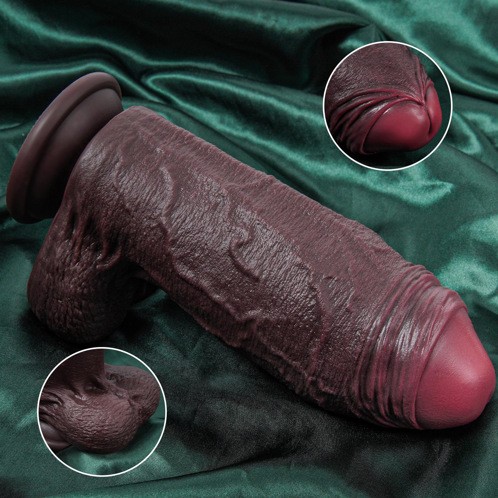 Dildo realistico da 7,5 cm di diametro, dildo oversize non sigillato da 21,7 cm, plug anale XXL, giocattolo anale in silicone nero a doppia densità con ampia base a ventosa, per utenti esperti