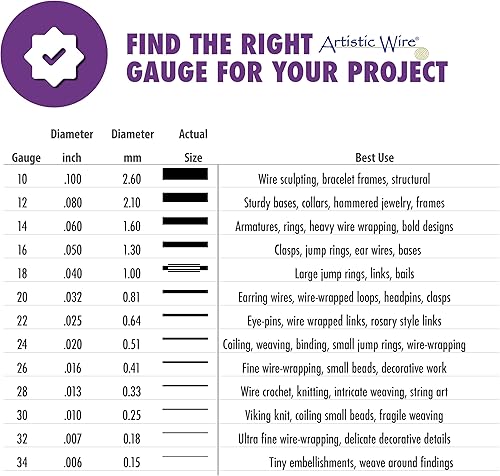 Miniatura 3 de Artistic Wire, Alambre de cobre de color chapado en plata de 0.032 in de calibre 20, resistente al deslustre, amatista, 25 pies  24.9 ft