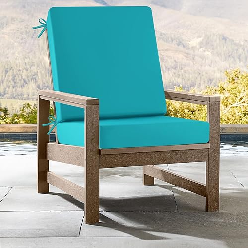 Miniatura 5 de idee-home Cojín grueso para silla de comedor de patio al aire libre, cojines gruesos de 4 pulgadas de alto con funda extraíble, resistente a la