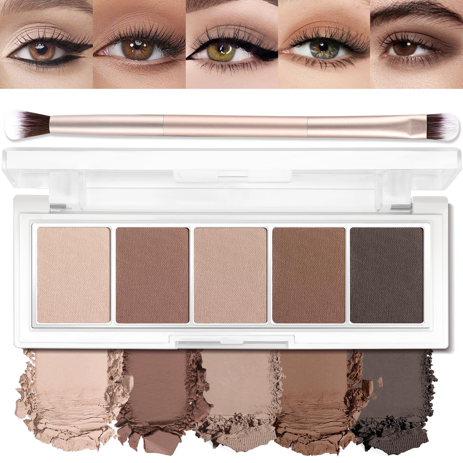 5 Colors Matte Eyeshadow Palette - Neutral Nude Taupe Dark Brown Eye Shadow 06#