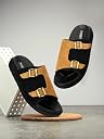 SADEBA Men's Genuine Leather Adjustable Buckle Sandals, Lightweight Daily Wear Use Tan 8 UK/IND gallery image