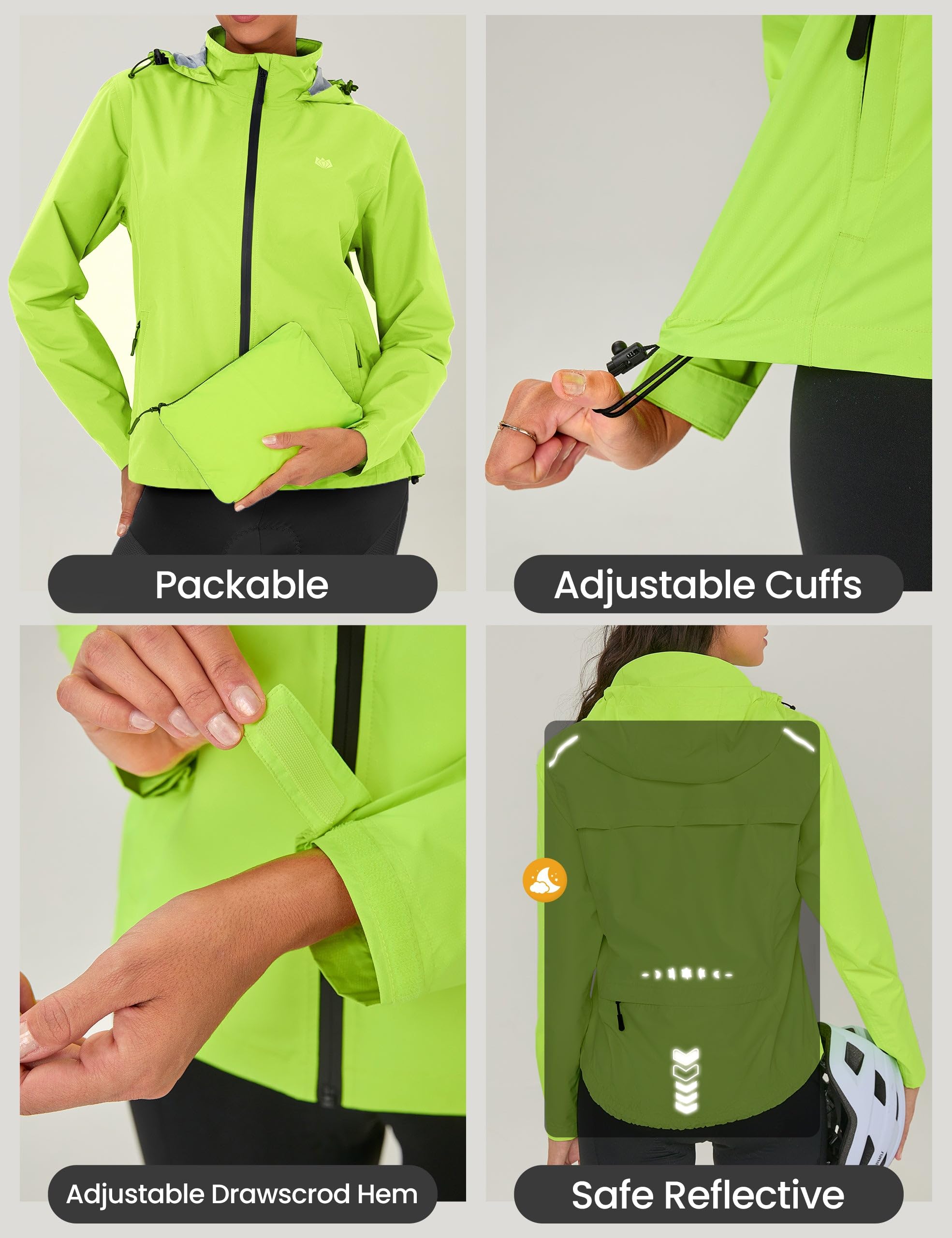 FitsT4 Sports Veste de cyclisme pour femme - Imperméable - Respirante - Coupe-vent - Pour l'été - Veste d'extérieur réfléchissante