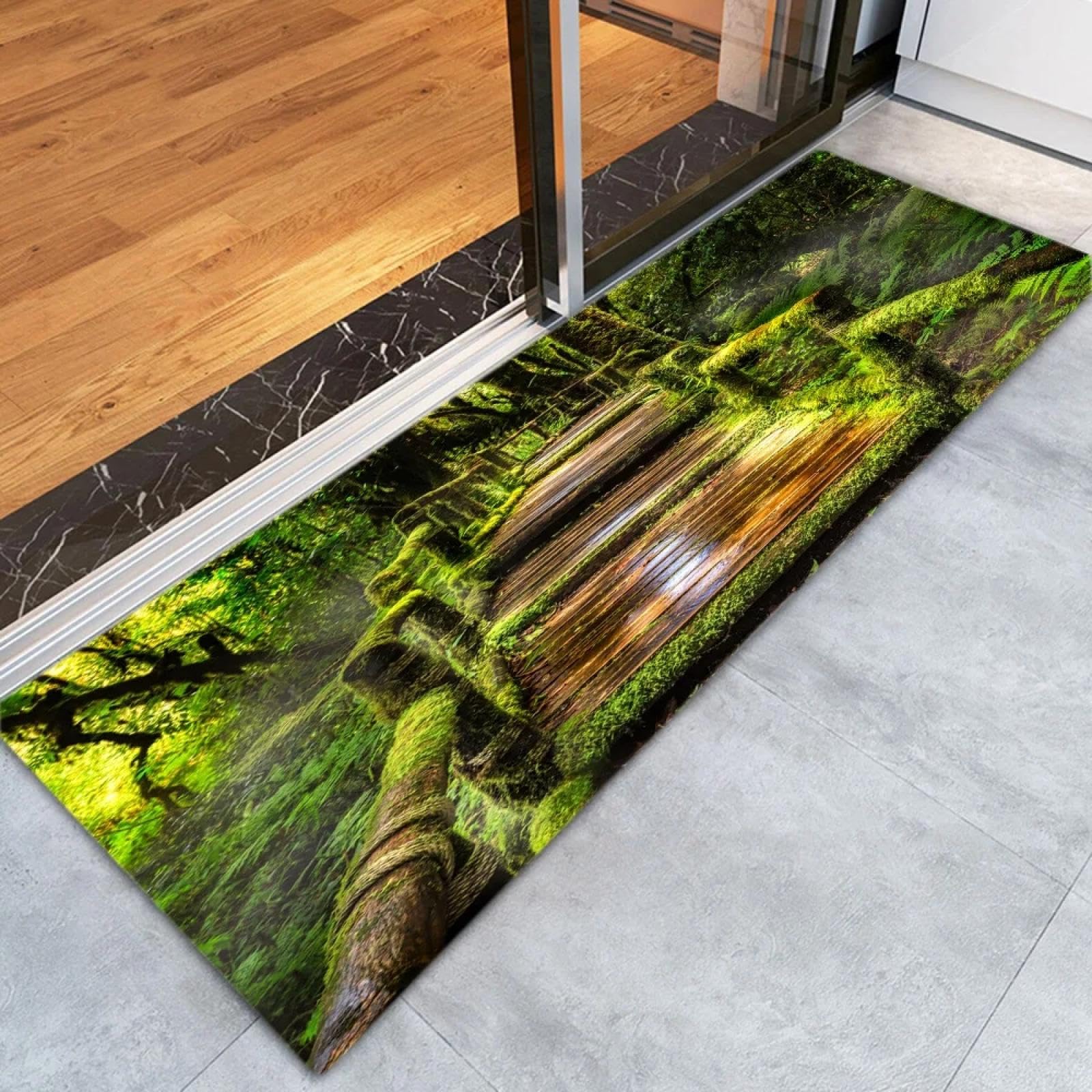 Alfombra de pasillo de bosque verde para conectar tu hogar con la naturaleza