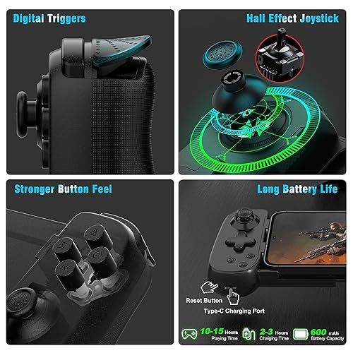 Miniatura 4 de Wireless Phone Controller for iPhone/Android, Mobile Game Controller with Hall Joystick Suitable for Xbox Cloud Gaming, PS Remote Play, Steam Link