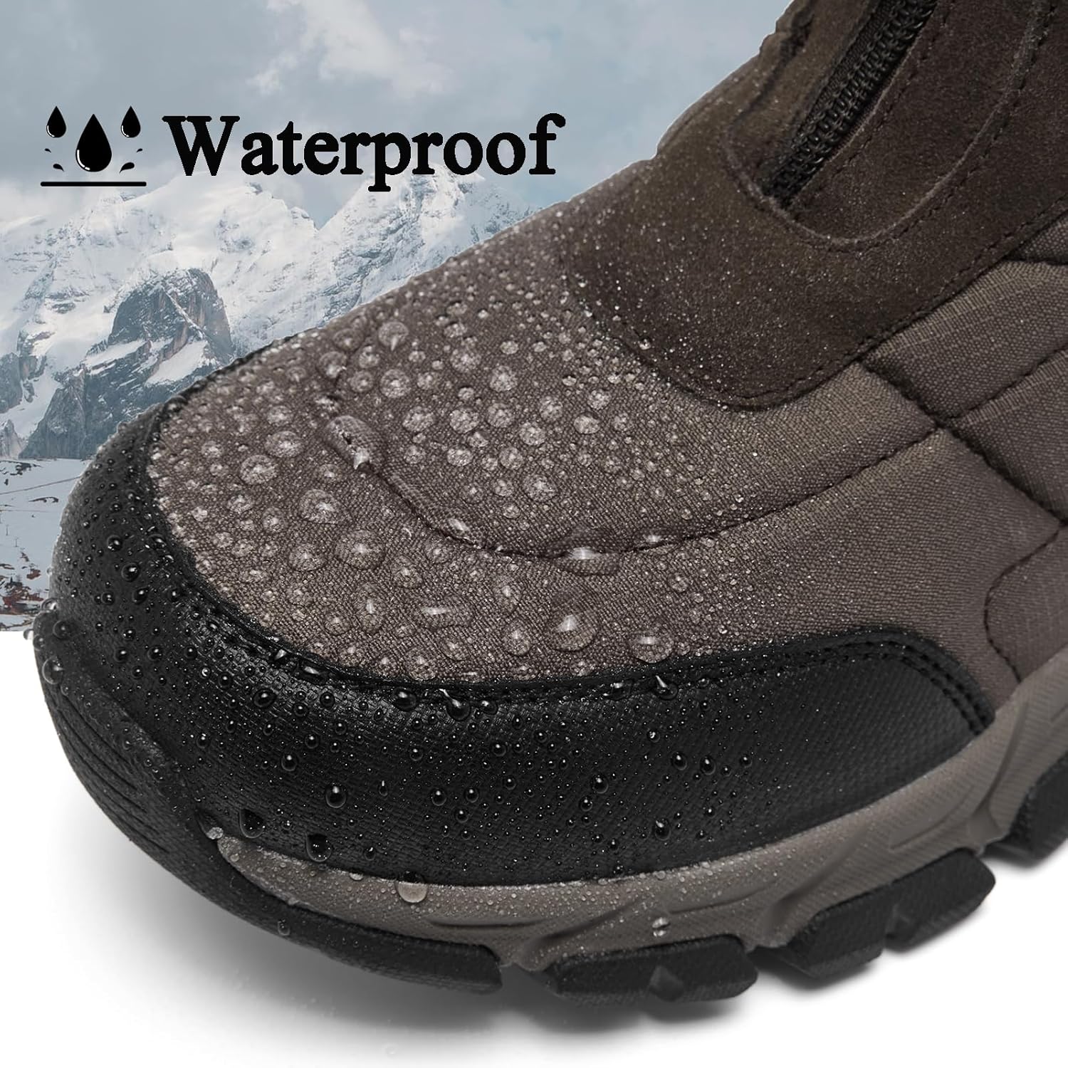 SHULOOK Women's Winter Snow Boots Warm Fur Lined Waterproof Non-slip Zipper Insulated Mid-Calf Boots 10.5 Brown image 4 of 5 B0CFXGX95D