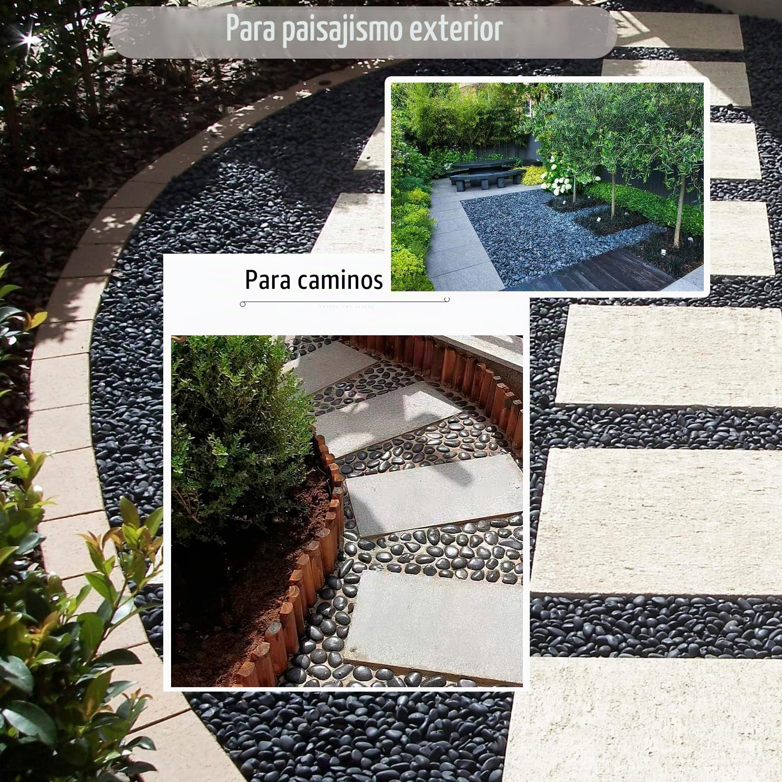 Black River Rocks para Paisajismo al Aire Libre, Negras Pulidas para Plantas, Jardín Decorativas de 15 Libras, Roca de Río Negro, 1 a 2 Pulgadas