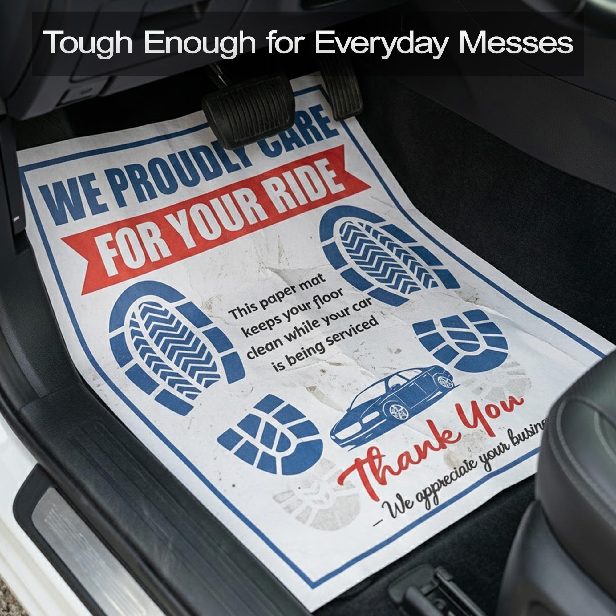 Disposable Paper Car Floor Mats 50 Pack 16x20 in Full-Color Printed Waterproof Floor Mat Covers for Auto Service — view 6