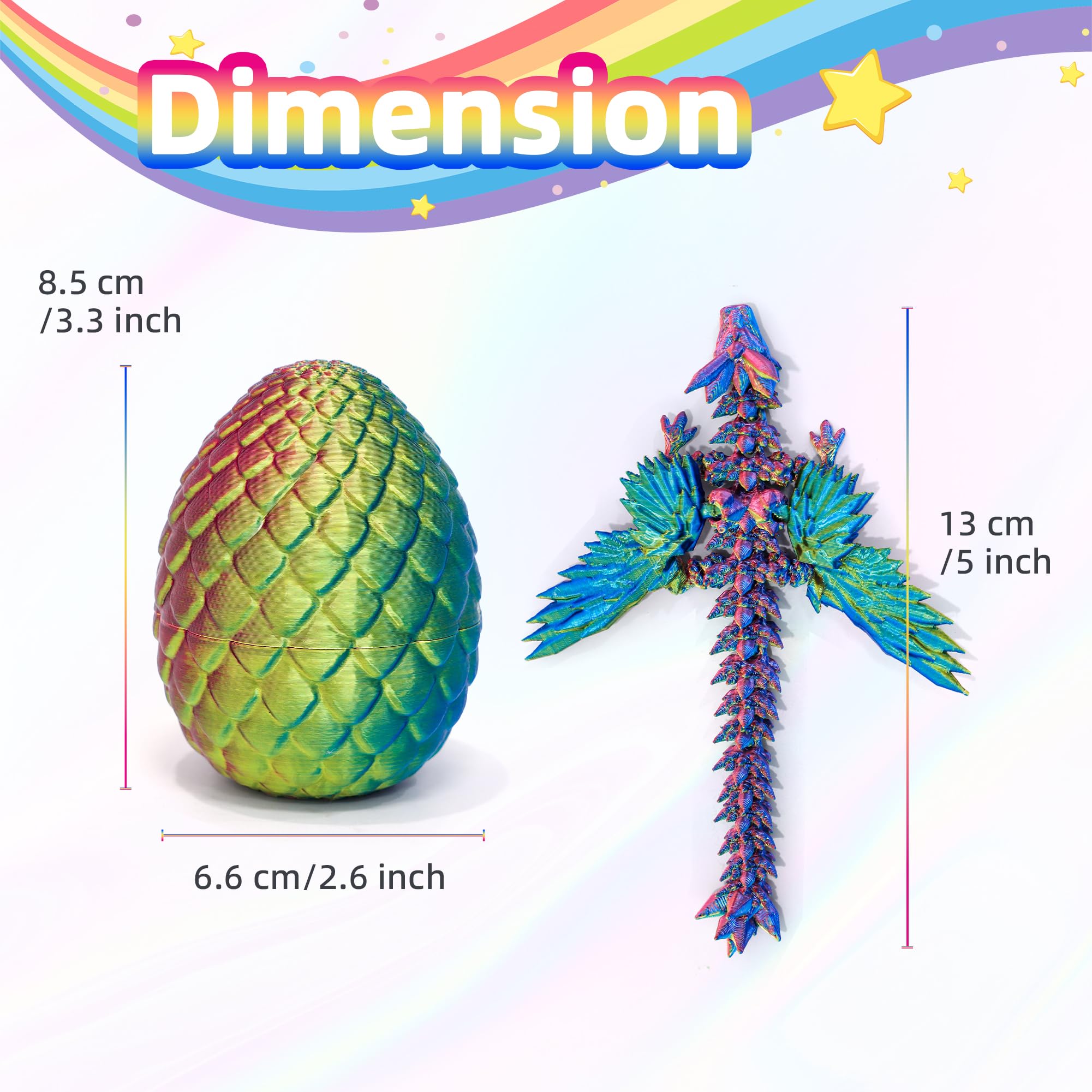Flavery 4 Pack 3D Printed Dragon Egg, Small Scale Egg with Wings Dragon Inside, 3D Printed Fidget Toys - Image 3