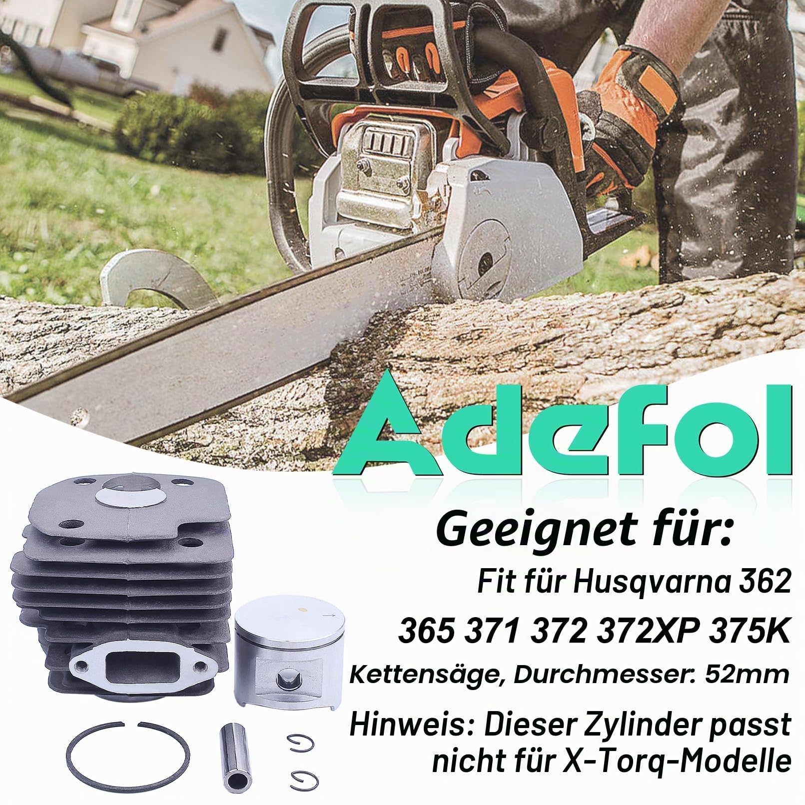 52mm Zylinder Kolben Bausatz für Husqvarna 372XP 371 365 362 375K Große Bohrung Serie Ersatzteile 503 93 93 72