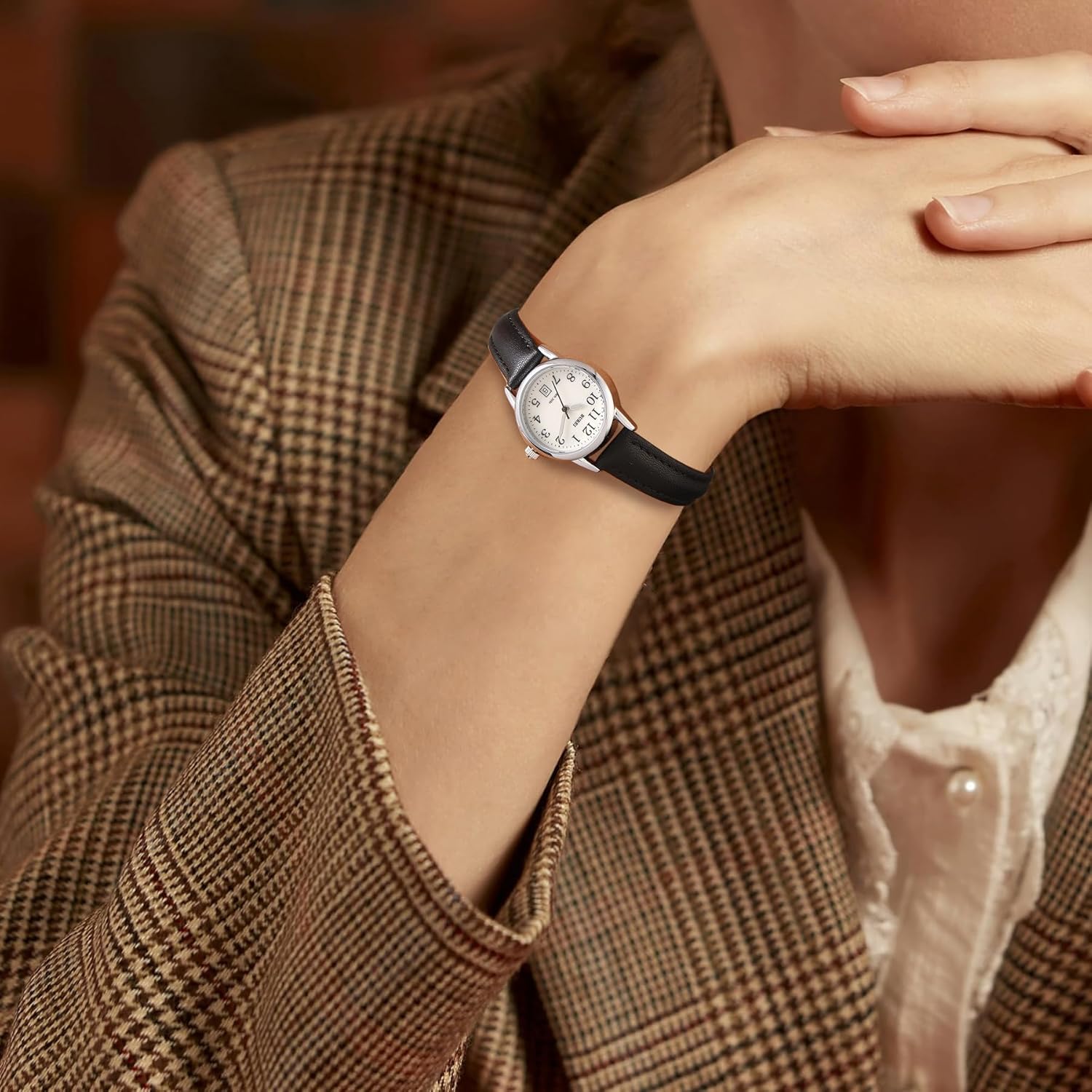 BUREI Women's Black Fashion Leather Strap Watch, Simple Nurse Watches, Unisex Watch - Image 7