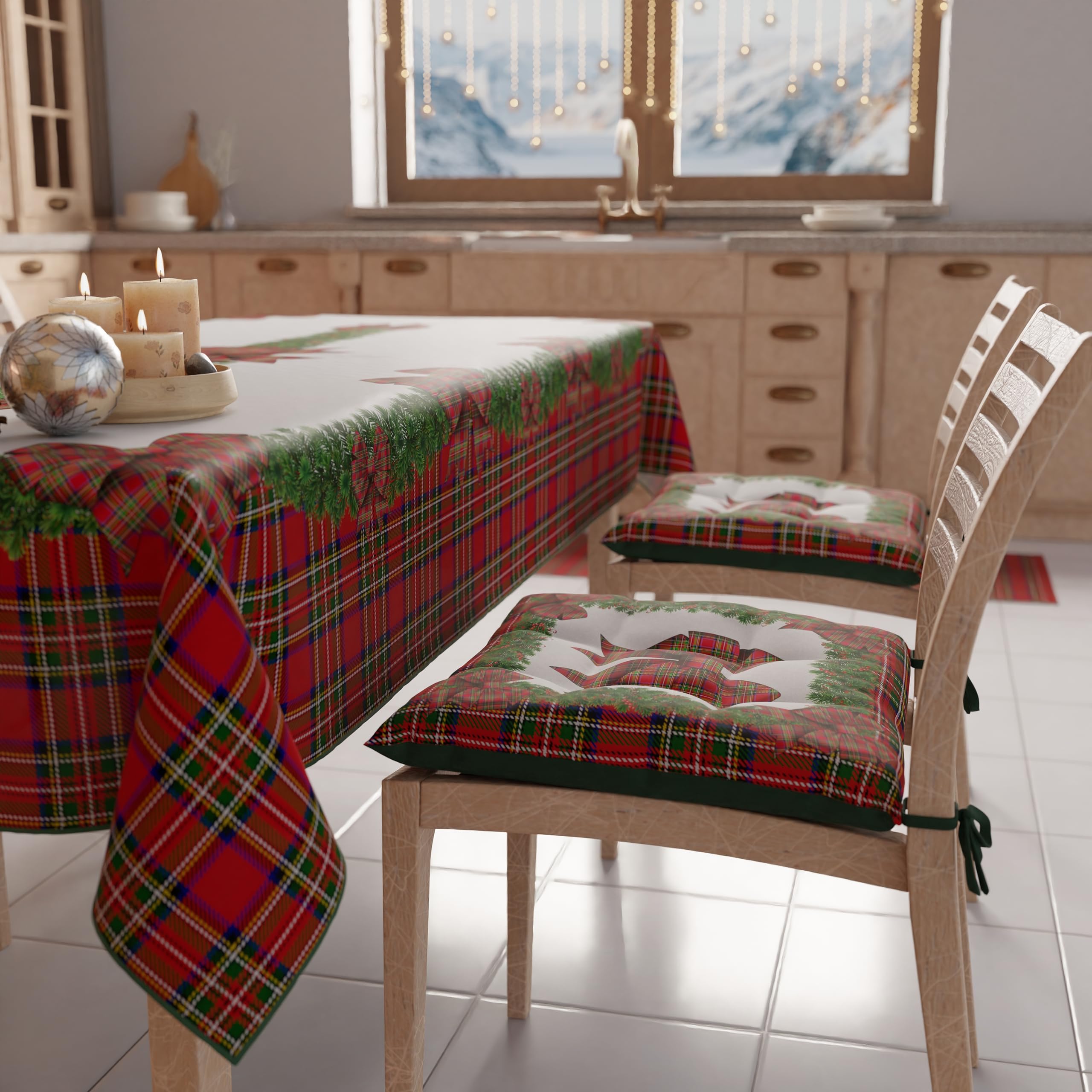 PETTI Weihnachts-Stuhlkissen Set – 6 Stück, 40x40 Cm, Aus Mikrofaser, Mit Bändern, 100% Made In Italy