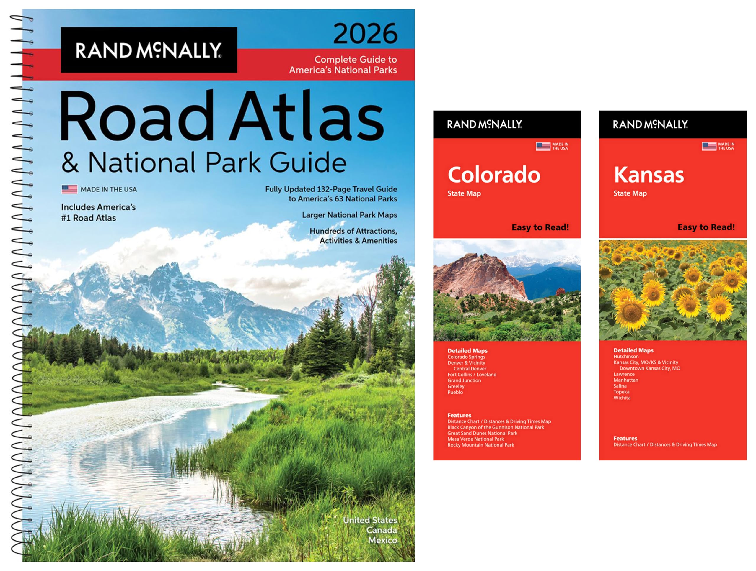 2026 Road Atlas & National Park Guide with Colorado & Kansas State Maps